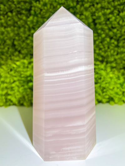 XL Mangano Pink Calcite Tower #1 | UV Reactive Statement Crystal
