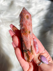 Carnelian Moss Agate Druzy Double Terminated Point #8