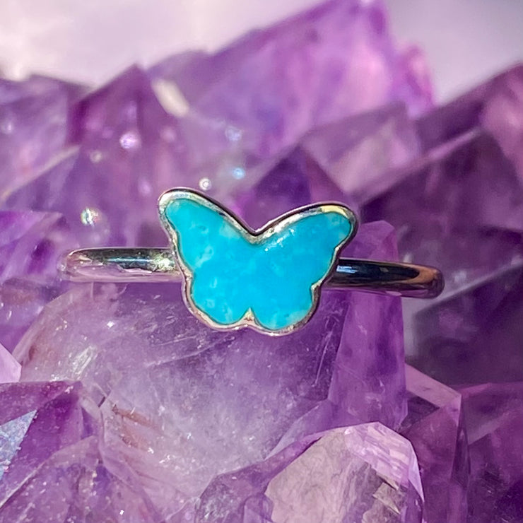 Turquoise Butterfly 925 Sterling Silver Ring | December Birthstone Unique Jewelry