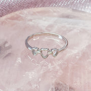 Triple Mini Heart 925 Sterling Silver Stackable Ring