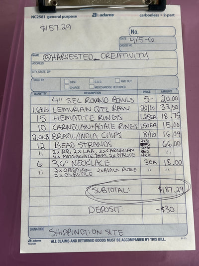 @harvested_creativity Wholesale Live Sale Invoice