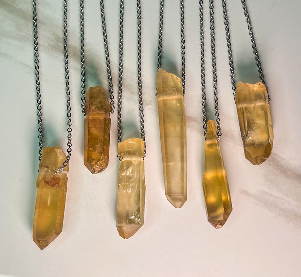 Natural Citrine Rough Point Choker Necklace