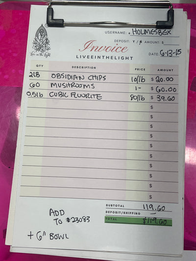 @holmesbex Wholesale Live Sale Invoice
