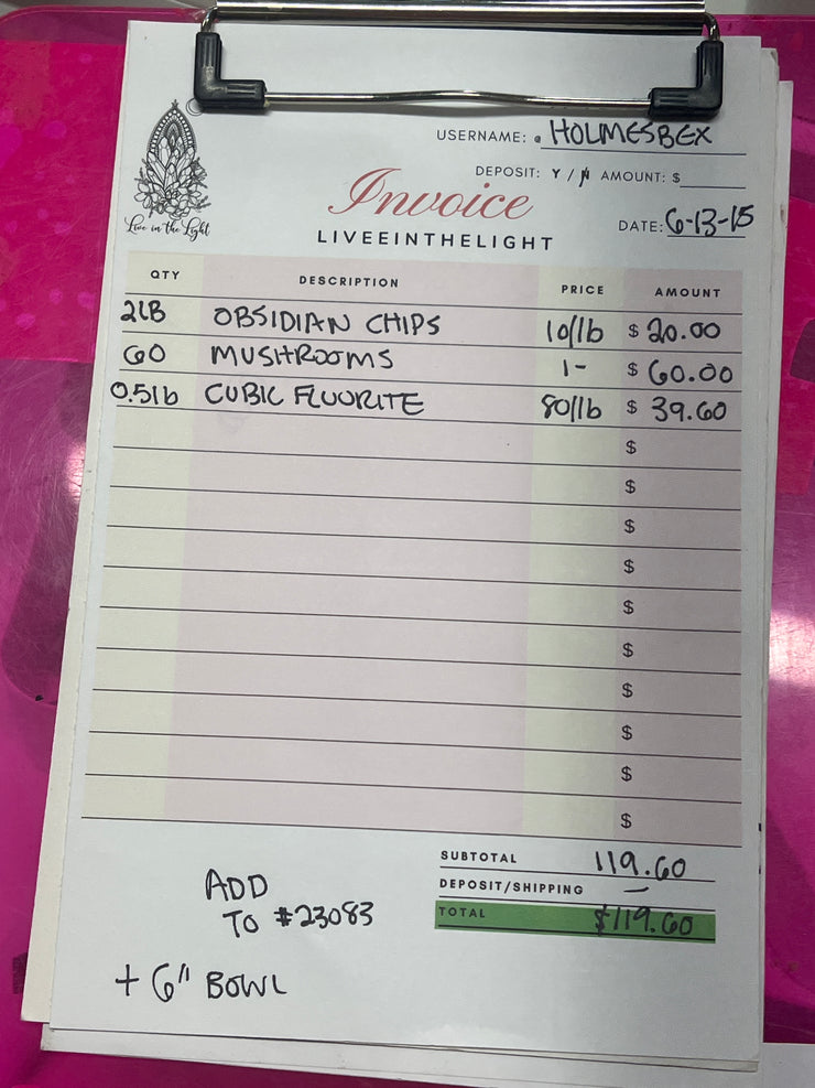 @holmesbex Wholesale Live Sale Invoice