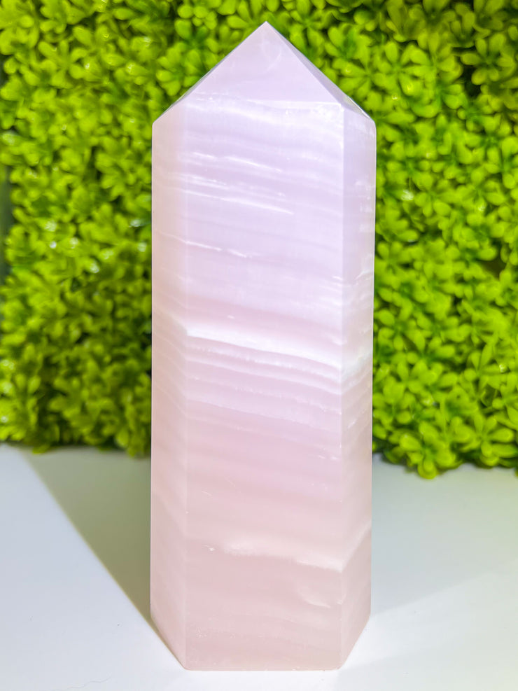 Large Mangano Pink Calcite Tower #4 | UV Reactive Statement Crystal