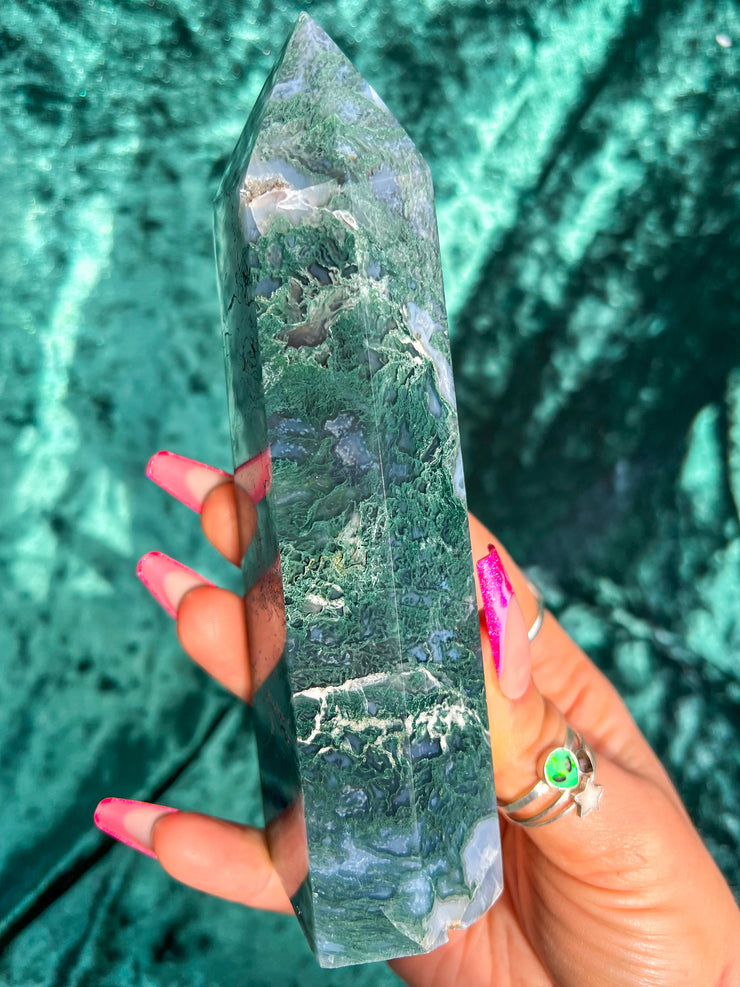 LG Moss Agate Druzy Statement Tower #7