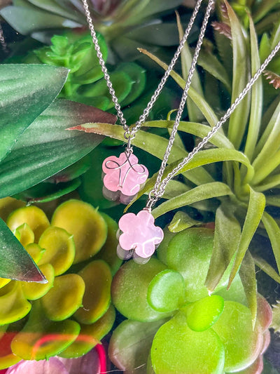 Rose Quartz Flower Choker Necklace