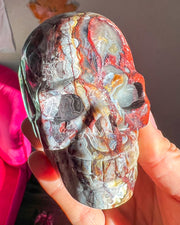 Mexican Crazy Lace Agate Banded Skull - Statement Crystal