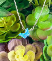 Blue Lab-Opal Butterfly Choker Necklace