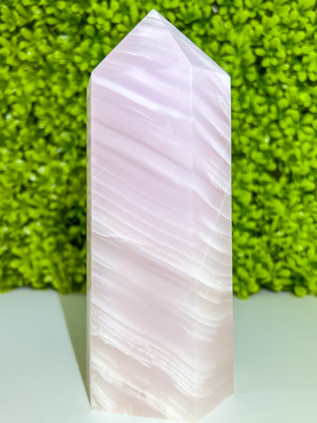 XL Mangano Pink Calcite Tower #3 | UV Reactive Statement Crystal