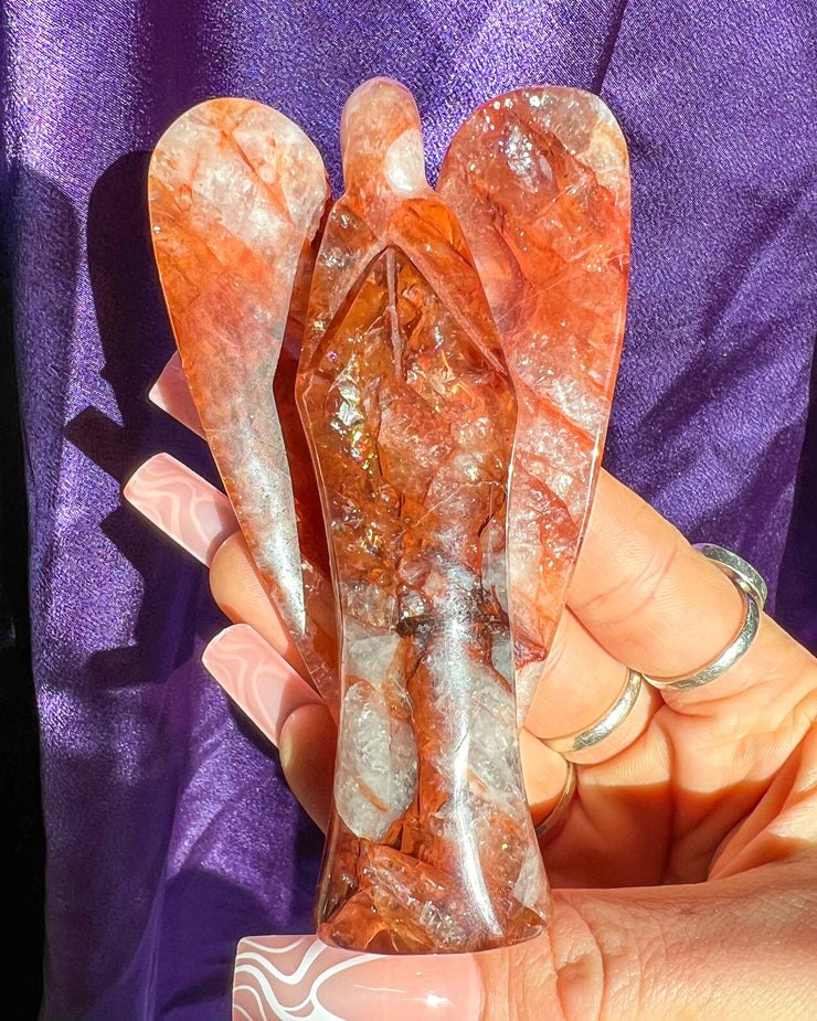 Fire Quartz Guardian Angel Statue