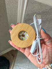 Crystal Light USB Wooden Base - Circle