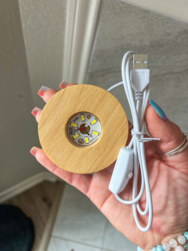 Crystal Light USB Wooden Base - Circle