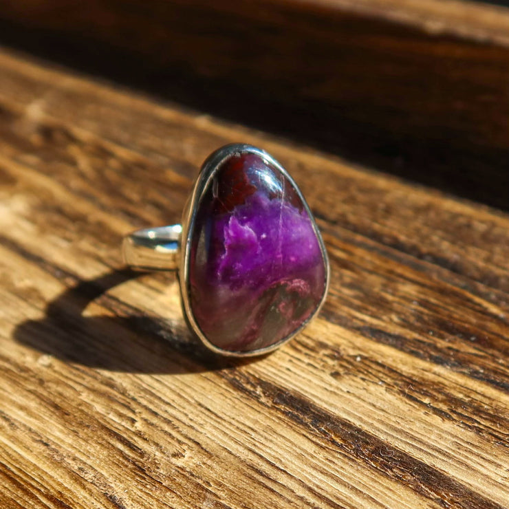 Large Sugilite 925 Sterling Silver Adjustable Ring | One-of-a-Kind Unique Jewelry