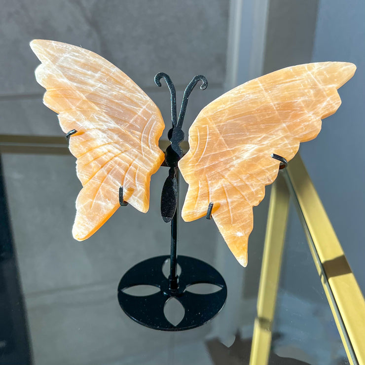 Peach Moonstone Butterfly Statue