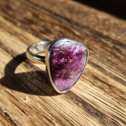 Large Sugilite 925 Sterling Silver Adjustable Ring | One-of-a-Kind Unique Jewelry
