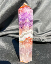 Purple Amethyst x Crazy Lace Agate Tower #9 | Sparkly Rainbow Crystal Self Standing Obelisk Home Decor Divine Energy