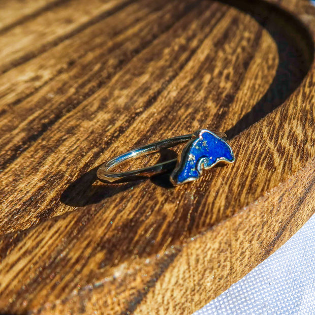 Lapis Lazuli Dolphin 925 Sterling Silver Ring | December Birthstone Unique Jewelry