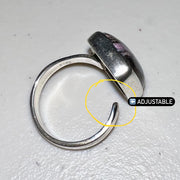 Phosphosiderite 925 Sterling Silver Adjustable Large Oval Ring | One-of-a-Kind Unique Jewelry