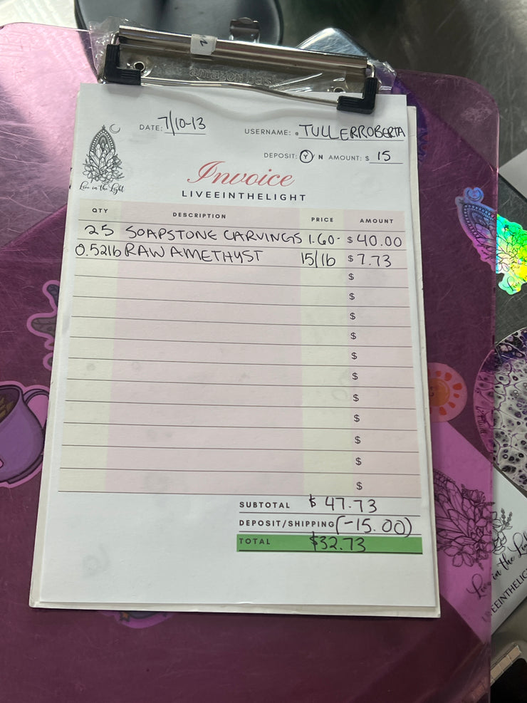 @tullrroberta Wholesale Live Sale Invoice