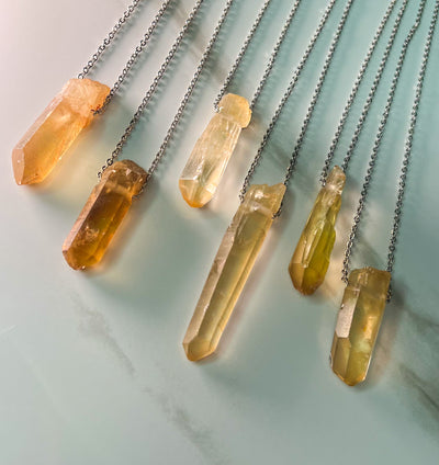 Natural Citrine Rough Point Choker Necklace