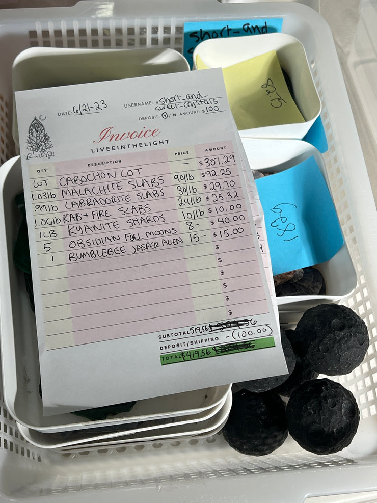 @short_and_sweet_crystals Wholesale Live Sale Invoice