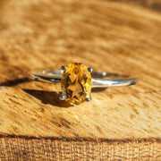 Faceted Citrine 925 Sterling Silver Ring | November Birthstone Unique Jewelry