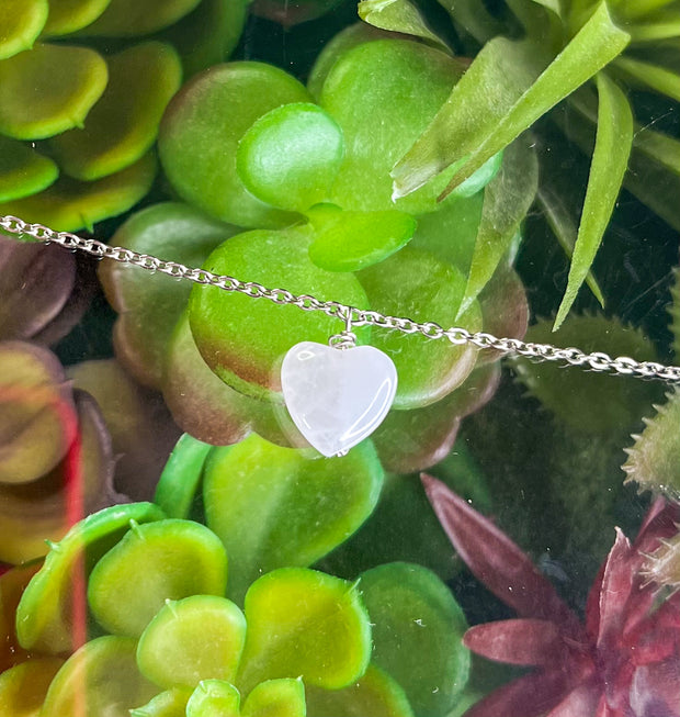 Rose Quartz Heart Choker Necklace