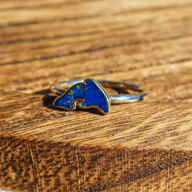 Lapis Lazuli Dolphin 925 Sterling Silver Ring | December Birthstone Unique Jewelry