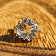 Faceted Clear Crystal Quartz 925 Sterling Silver Ring | April Birthstone Unique Jewelry