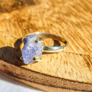 Rough Tanzanite 925 Sterling Silver Ring | December Birthstone Raw Unique Jewelry