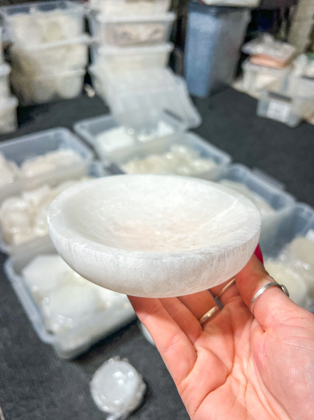 Satin Spar {Selenite} Round Bowl ~ 6 Inches