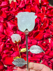 Clear Quartz Crystal Rose w/ Gold or Silver Stem