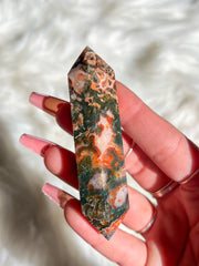 Carnelian Moss Agate Double Terminated Point #10