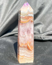 Purple Amethyst x Crazy Lace Agate Tower #8 | Sparkly Rainbow Crystal Self Standing Obelisk Home Decor Divine Energy