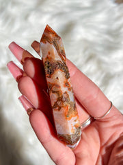 Carnelian Moss Agate Double Terminated Point #12