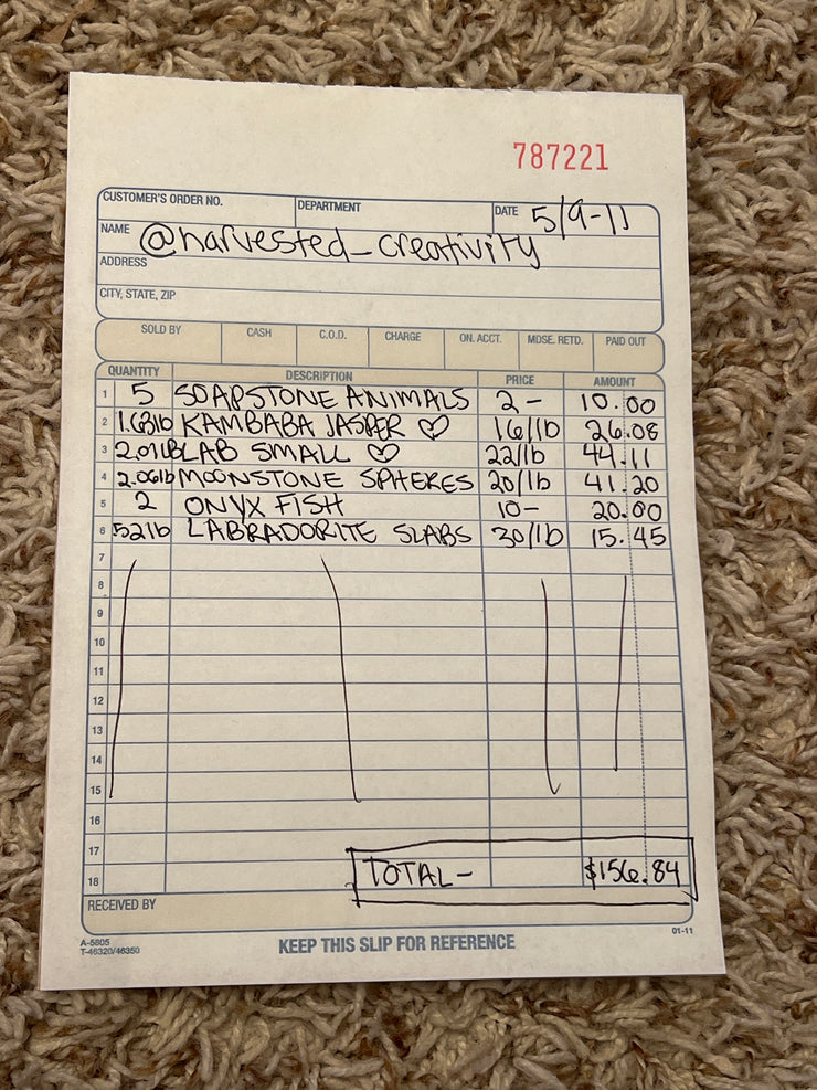 @harvested_creativity Wholesale Live Sale Invoice