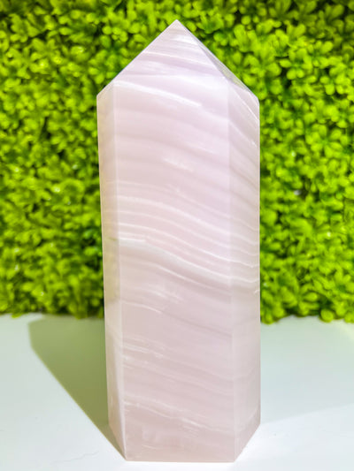XL Mangano Pink Calcite Tower #2 | UV Reactive Statement Crystal