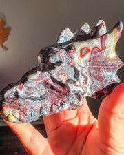 Mexican Crazy Lace Agate Dragon’s Head Skull - Statement Crystal