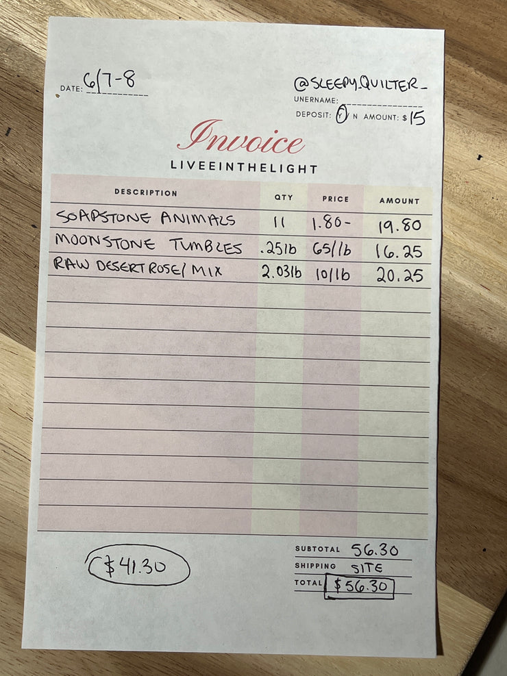 @sleepy_quilter_ Wholesale Live Sale Invoice