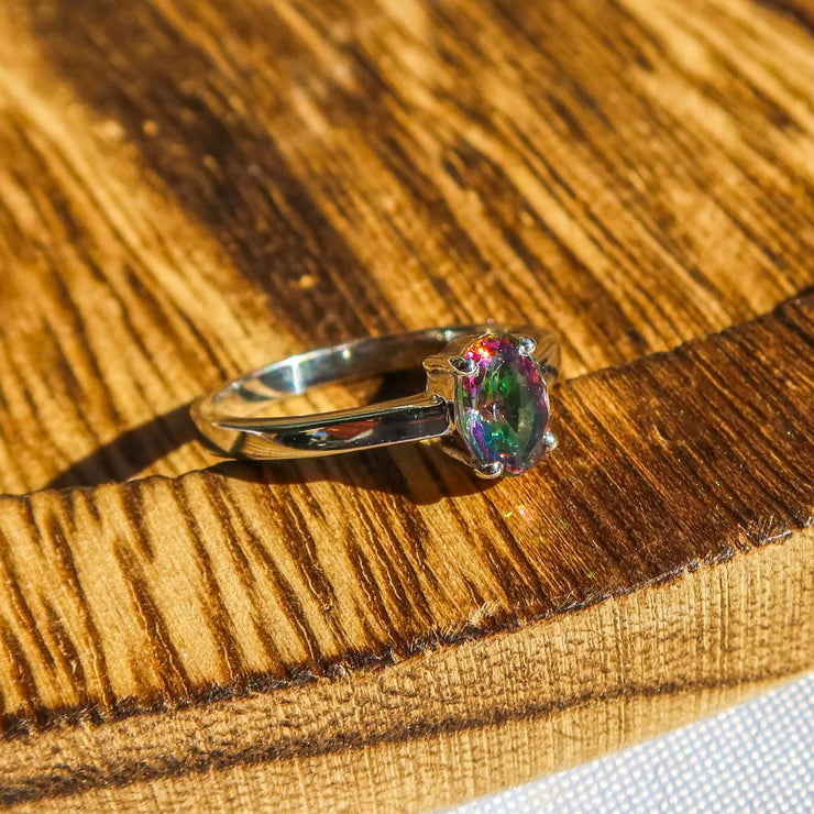 Faceted Mystic Quartz 925 Sterling Silver Ring | February Birthstone Unique Jewelry