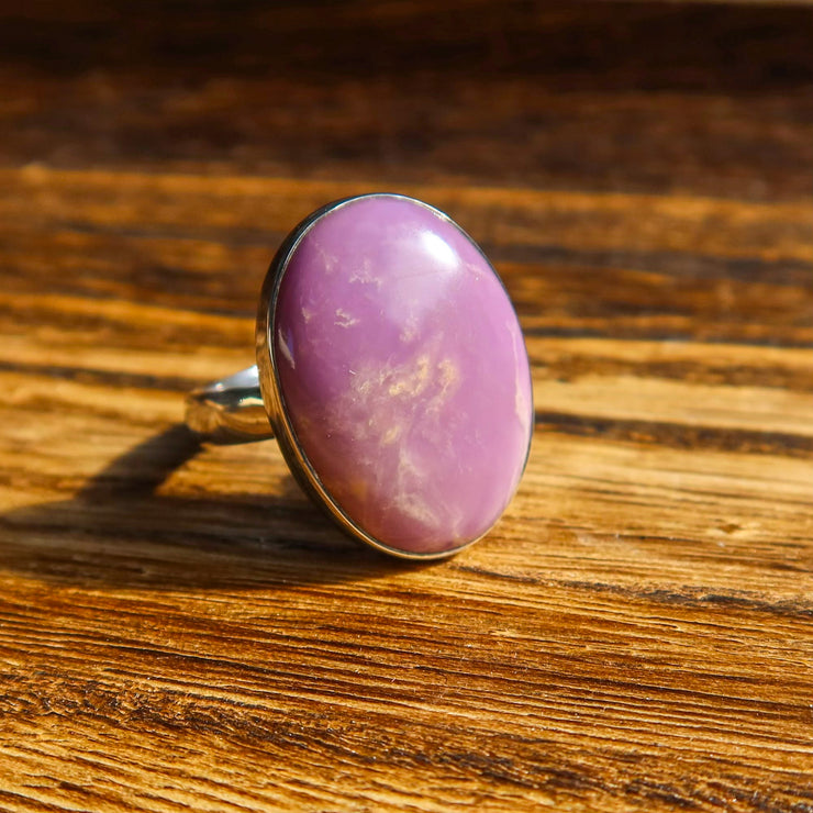 Phosphosiderite 925 Sterling Silver Adjustable Large Oval Ring | One-of-a-Kind Unique Jewelry