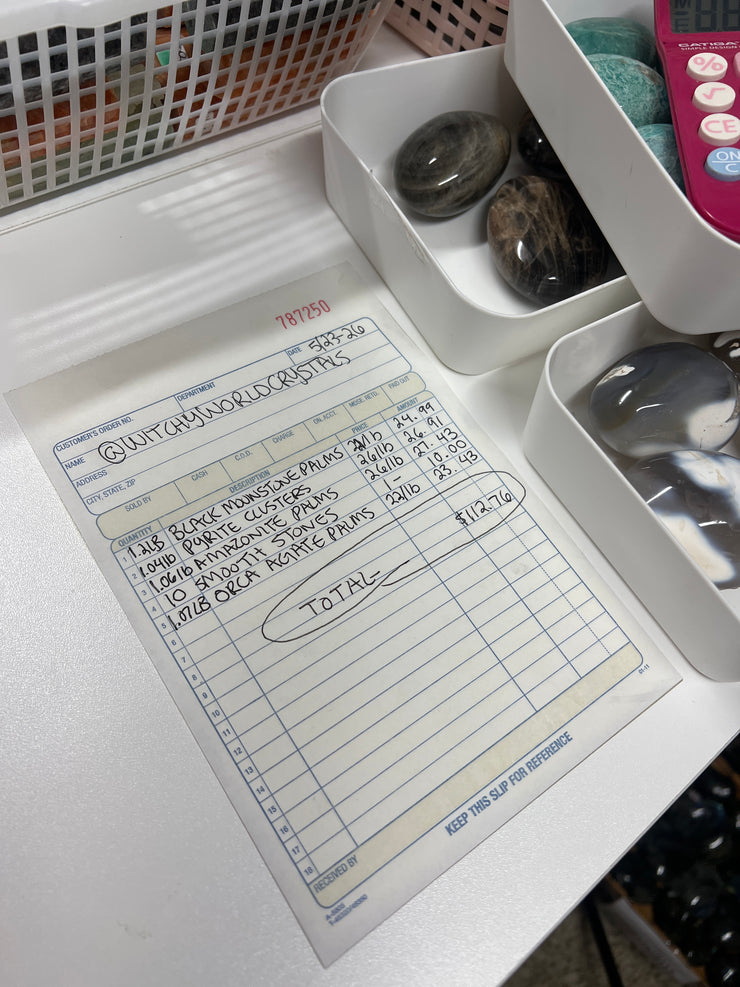 @witchyworldcrystals Wholesale Live Sale Invoice