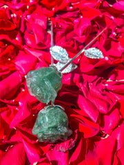 Green Aventurine Crystal Rose w/ Silver Stem