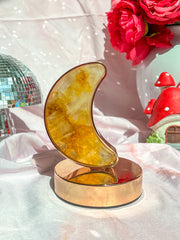 Golden Healer Quartz Crescent Moon Lamp {Gold}