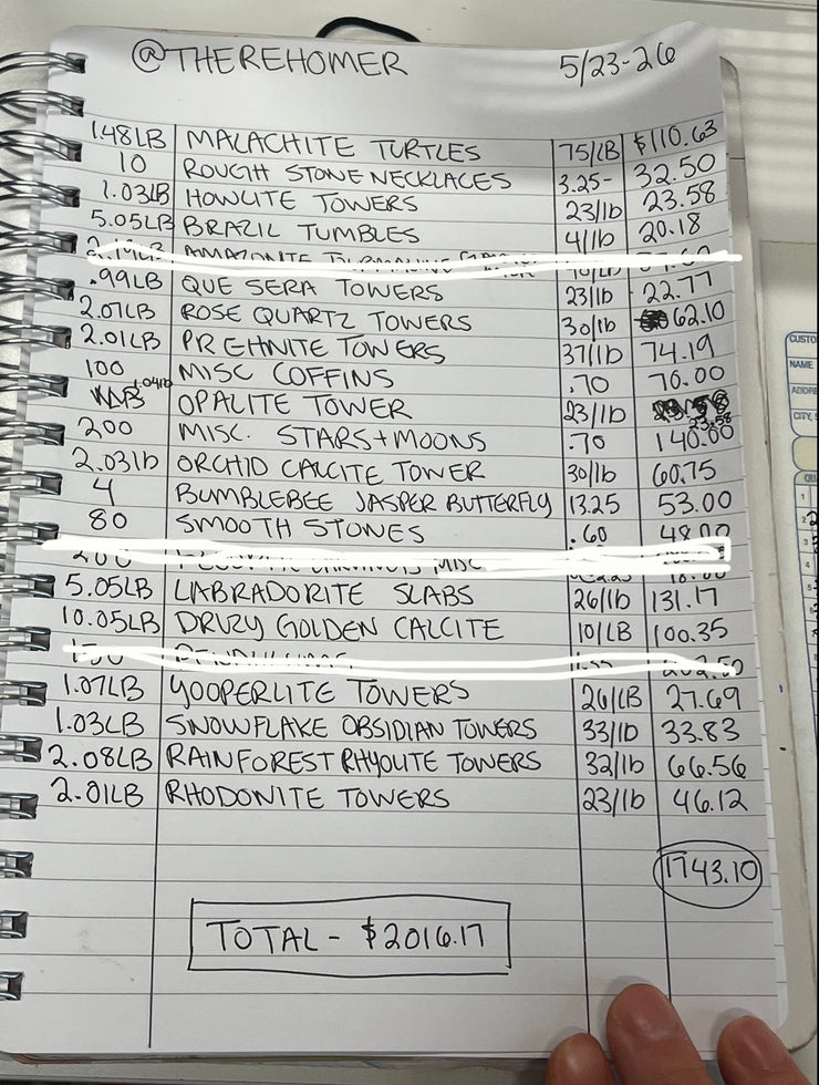 @therehomer Wholesale Live Sale Invoice