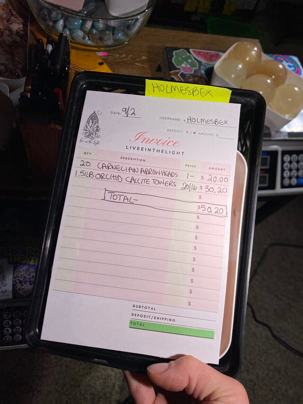 @holmesbex clear out the backstock live sale invoice
