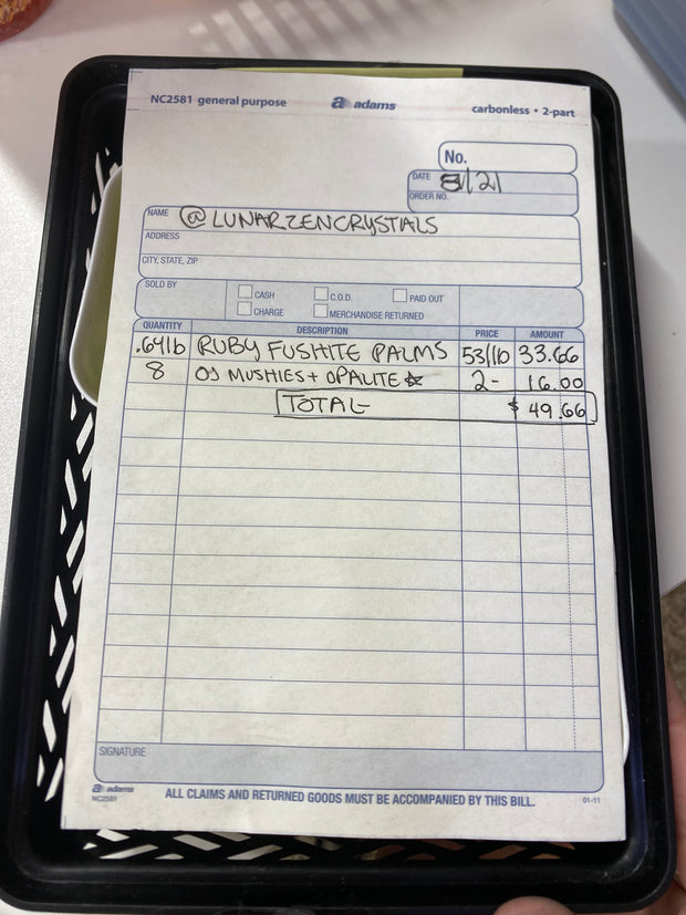 @lunarzencrystals Wholesale Live Sale Invoice