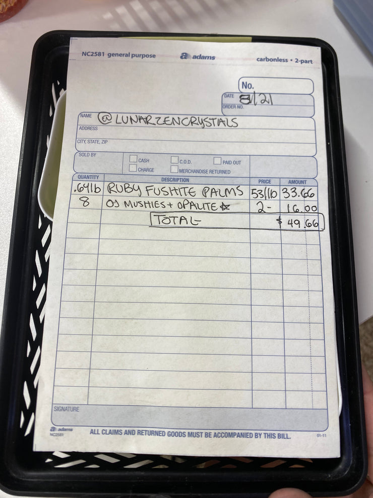 @lunarzencrystals Wholesale Live Sale Invoice