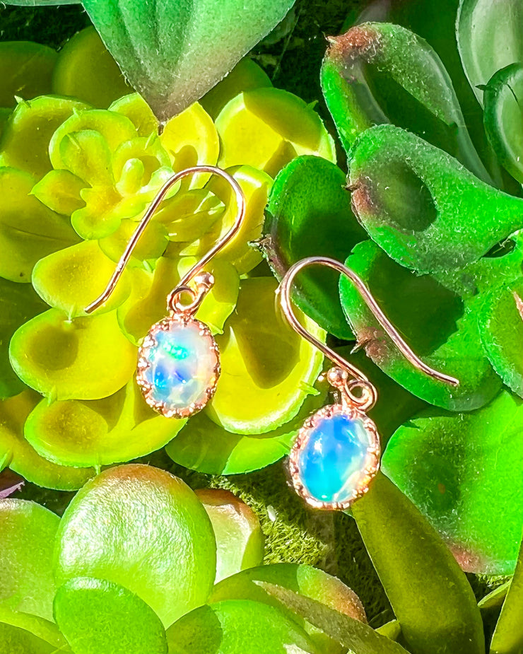 Flashy Opal Dangle Earrings | 18kt Rose Gold Vermeil